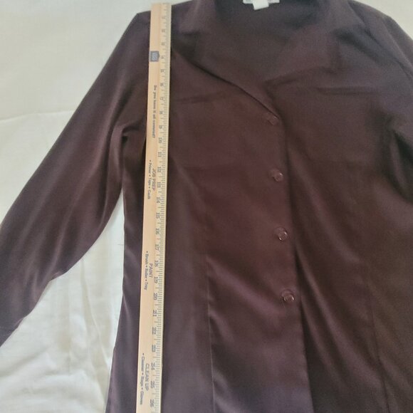 Brown Faux Suede Long Sleeve Blouse Dress Barn Womens Size XL - Picture 10 of 14
